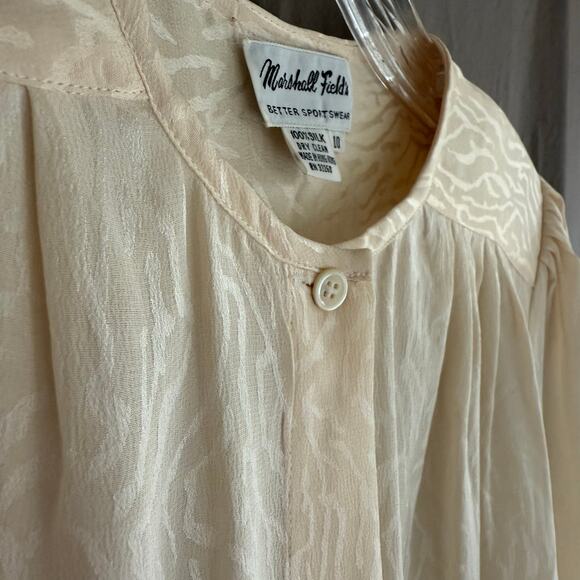 Vintage Marshall Field's Silk Blouse Cream with Jacquard Pattern 70s/80s Sz 10 - Picture 7 of 16